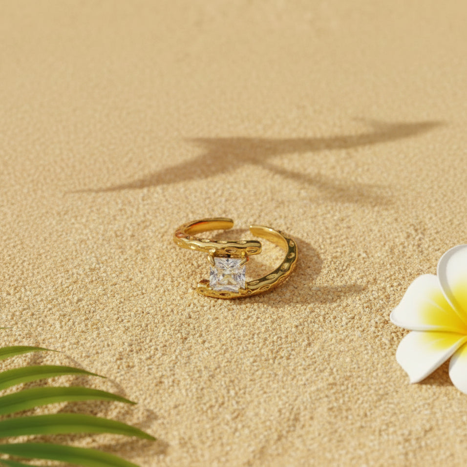 Bague pierre acier inoxydable
