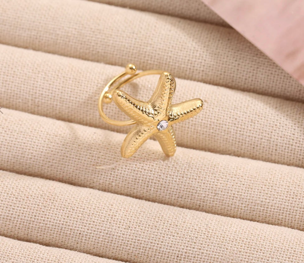 Bague étoile de mer perle blanche