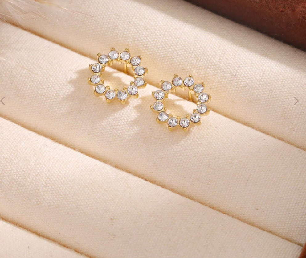 Boucle d’oreille ronde strass