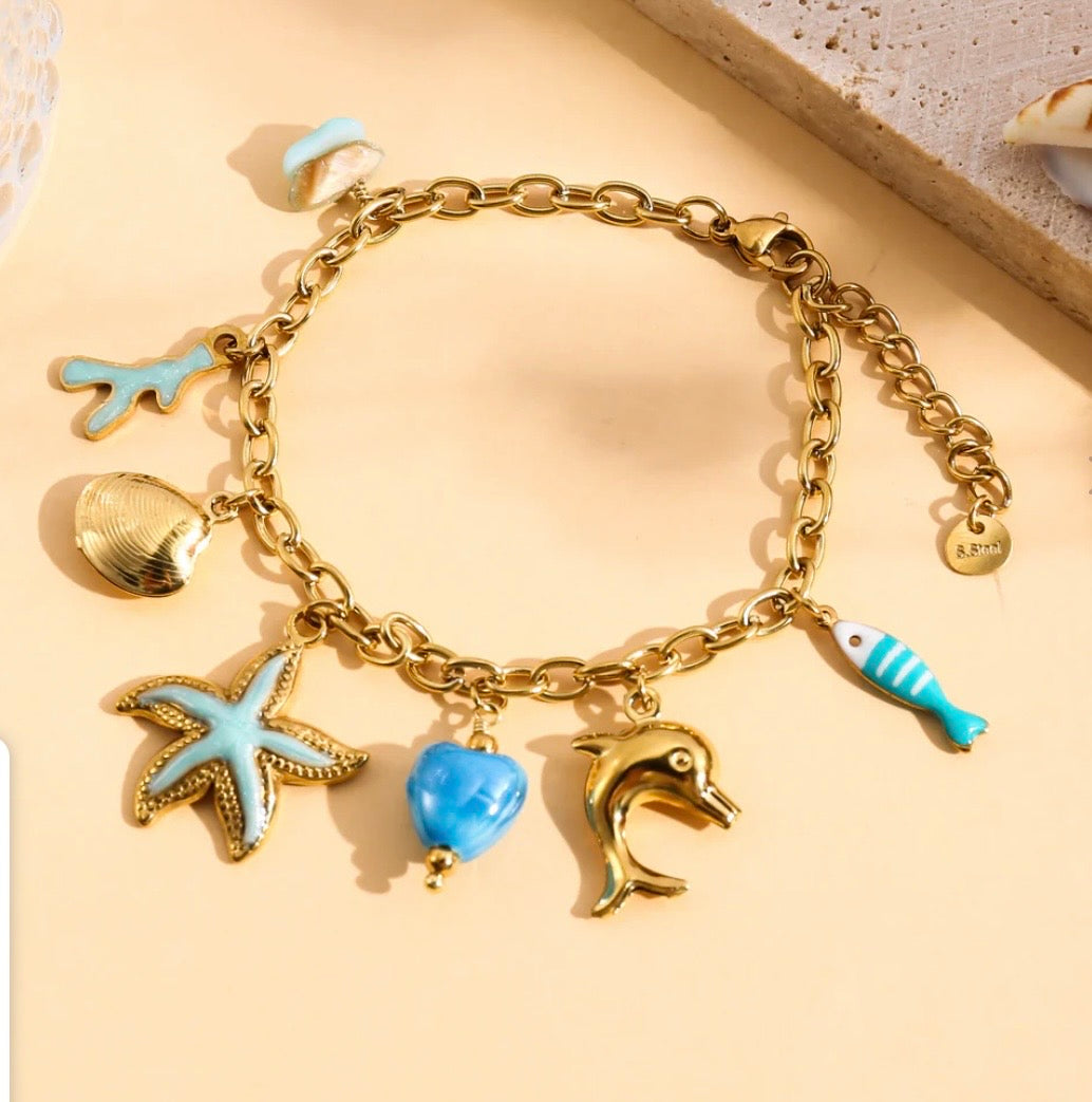 Bracelet poissons bleu