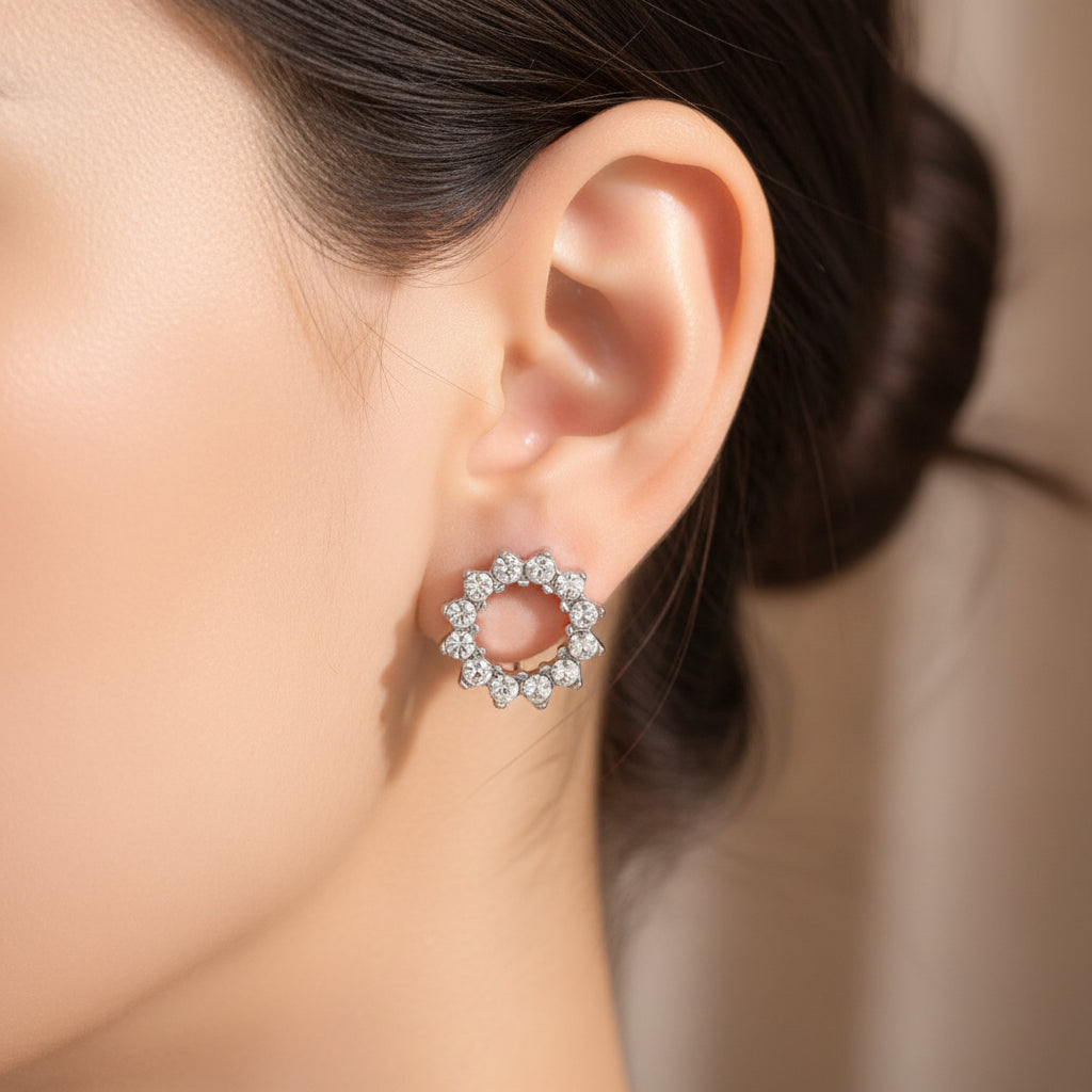 Boucle d’oreille strass rond