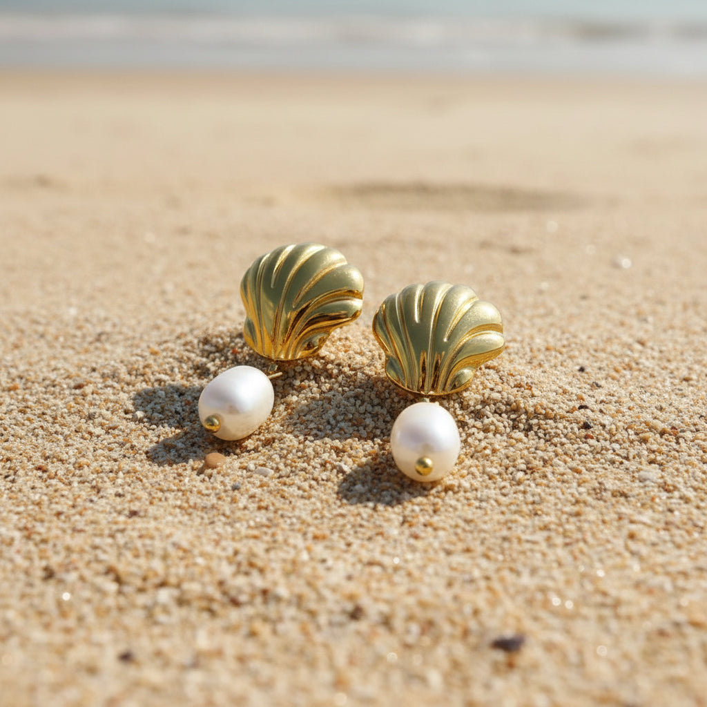 Boucle d’oreille coquillage perle