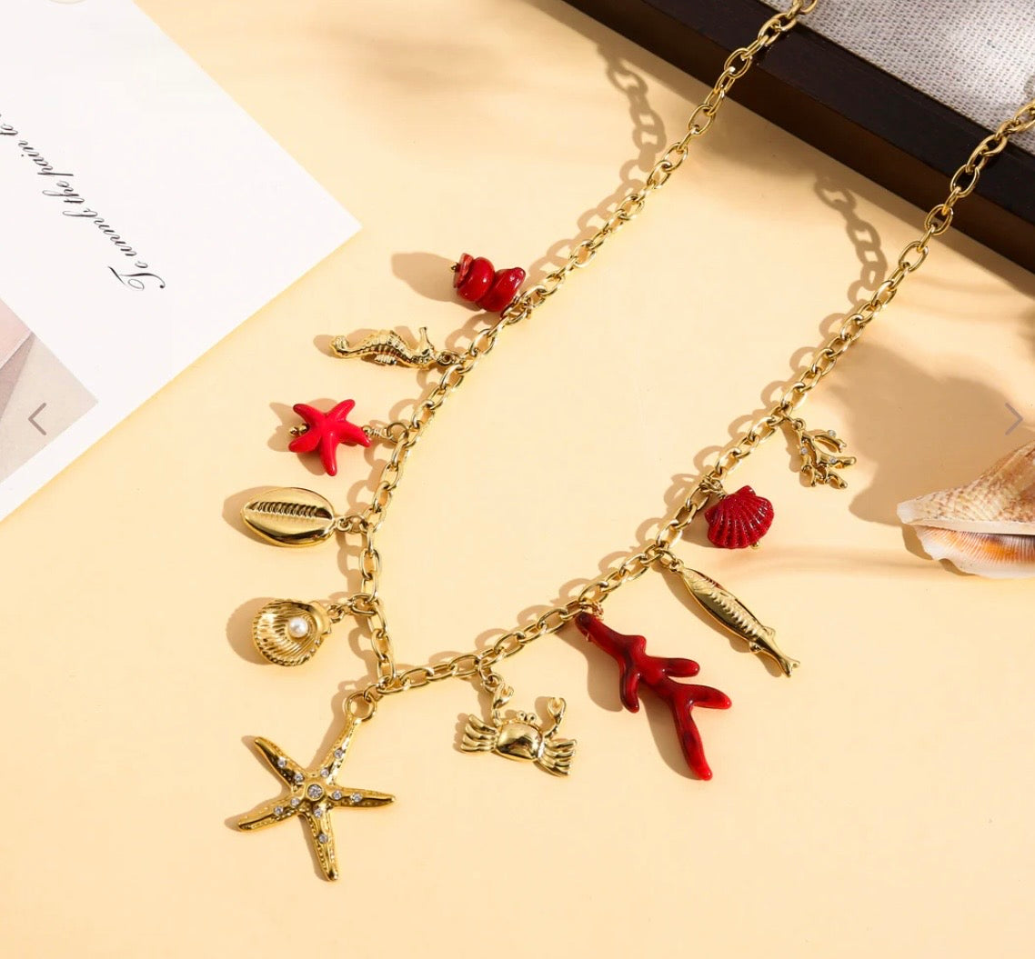 Collier été rouge