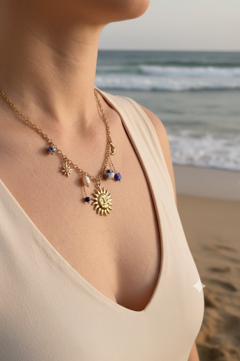 Collier soleil bleu
