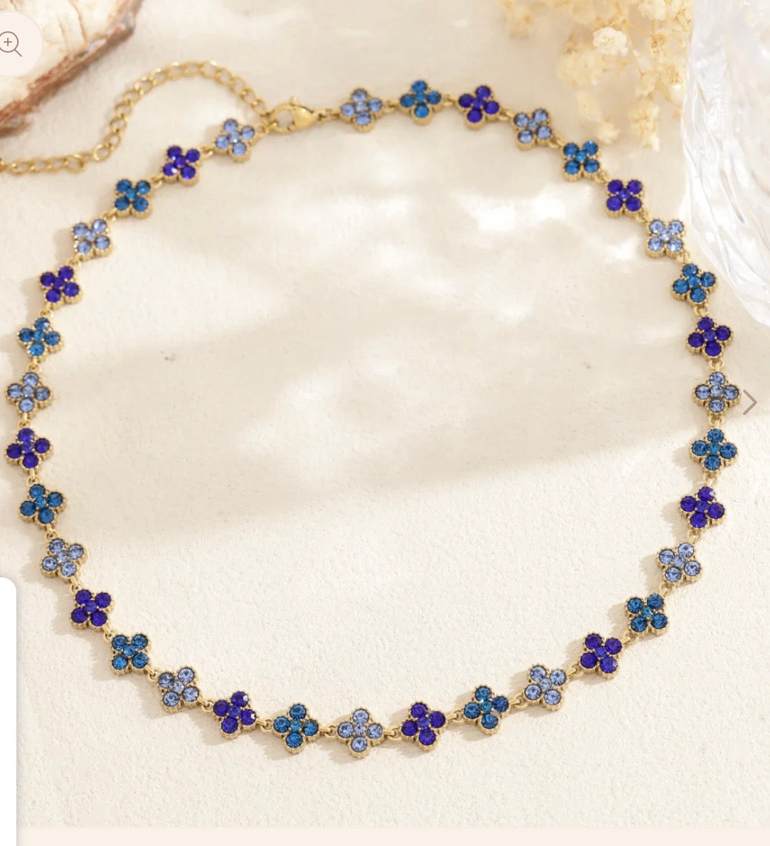 Collier bleu strass