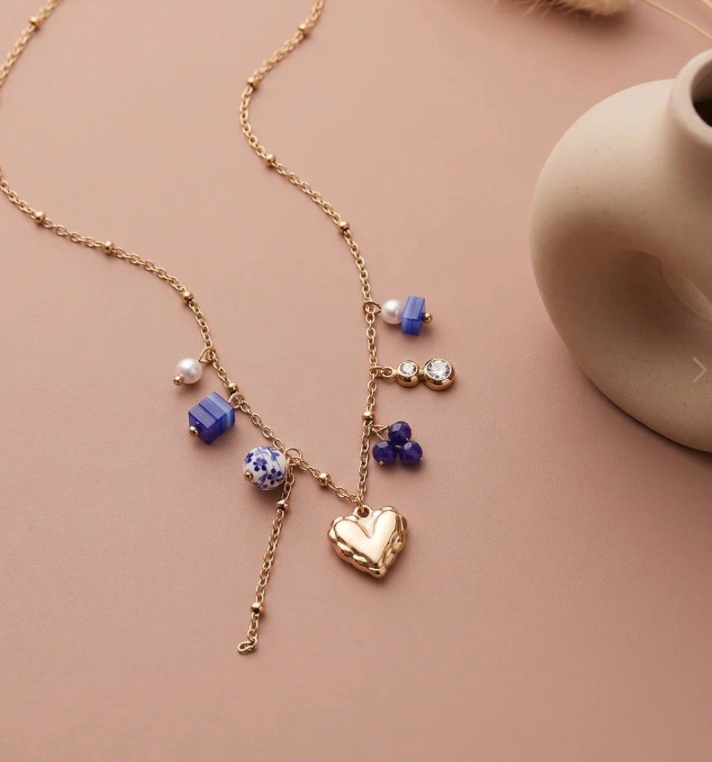 Collier cœur bleu 💙
