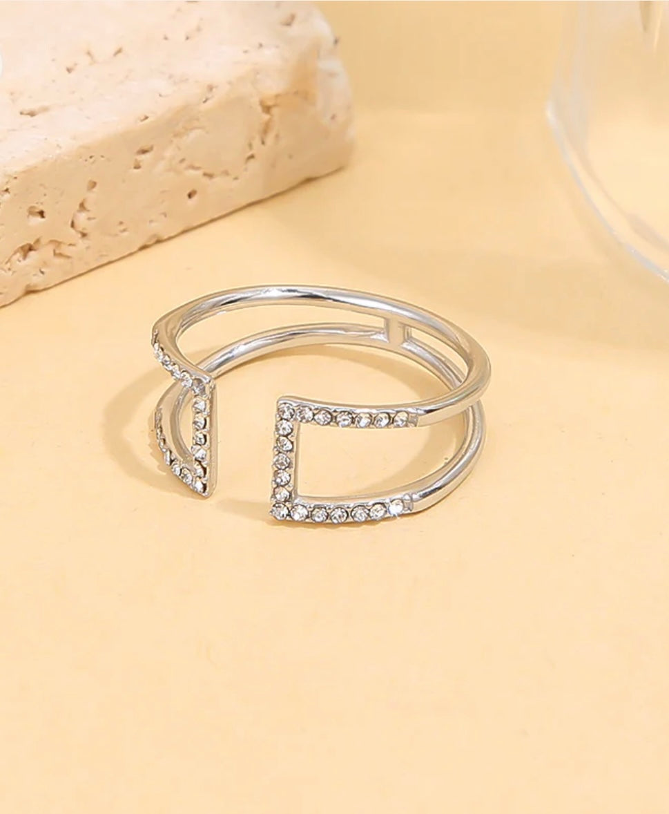 Bague argenté strass