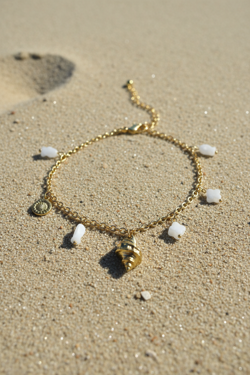 Chaîne de cheville multi coquillage