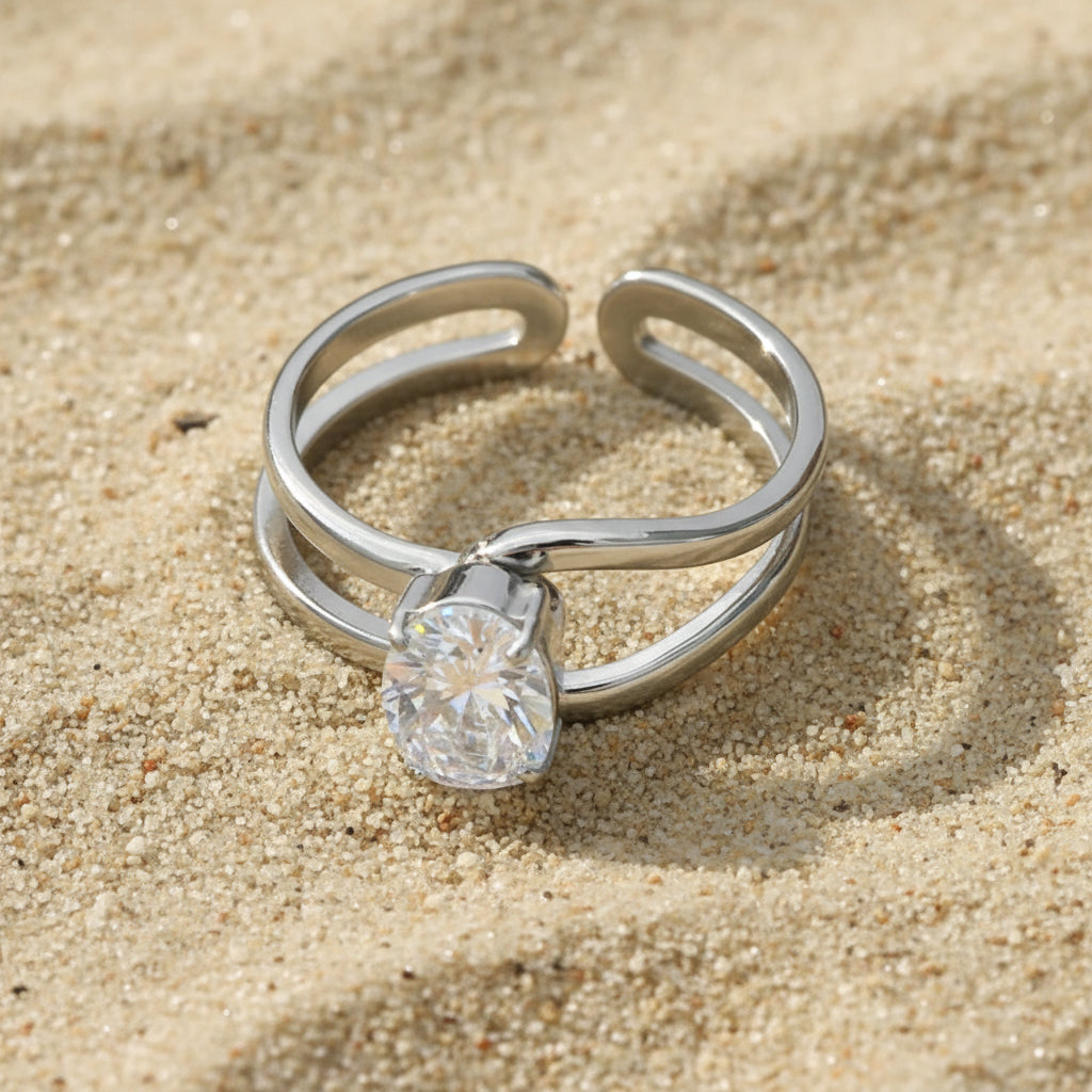 Bague argenté en acier inoxydable