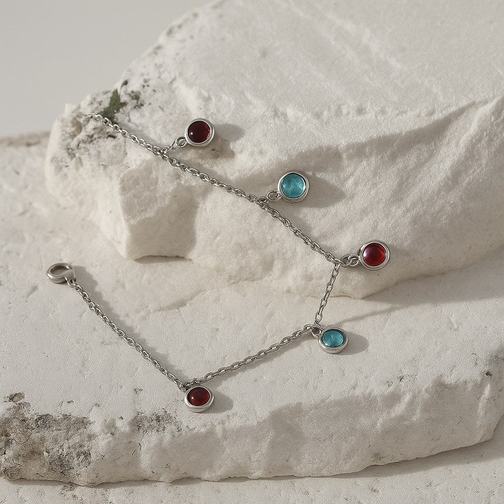 Bracelet strass rouge et bleu