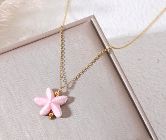 Collier étoile de mer rose