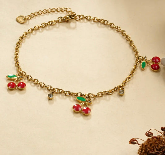 Chaine de cheville cerise