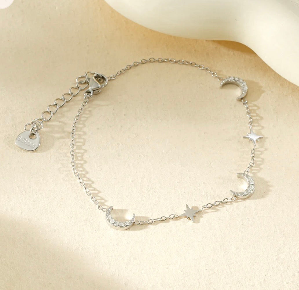 Bracelet lune argenté