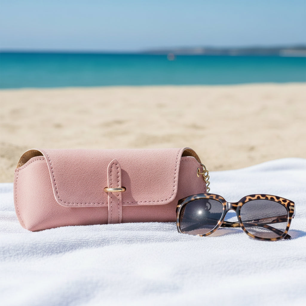 Etuit à lunette en daim rose