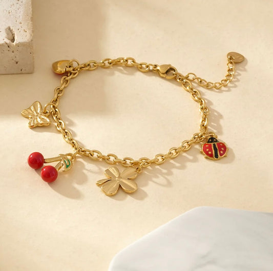 Bracelet charmes cerise 🍒 acier inoxydable