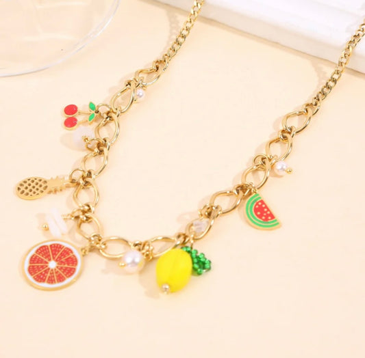 Collier fruit 🍓🍋 acier inoxydable