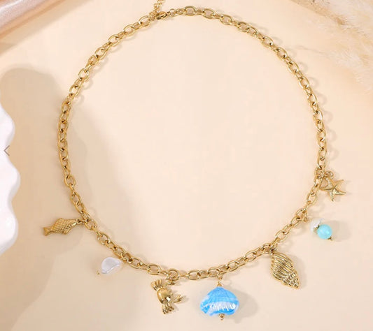 Collier poisson bleu