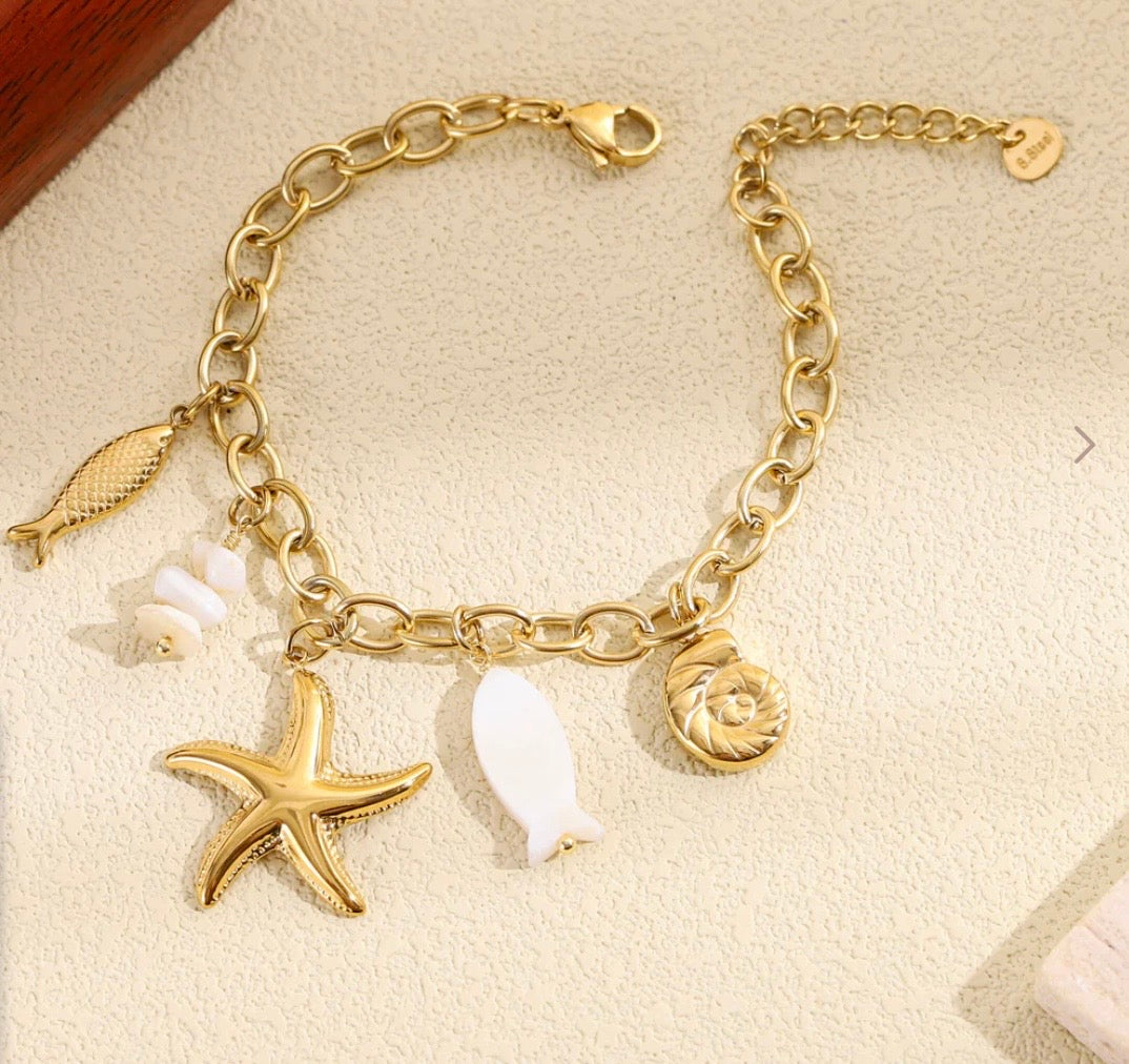 Bracelet océan blanc doré