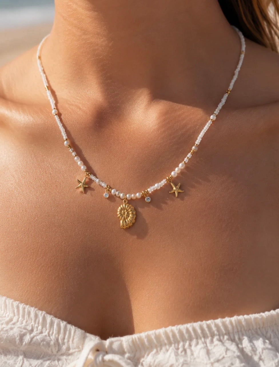 Collier perle blanche
