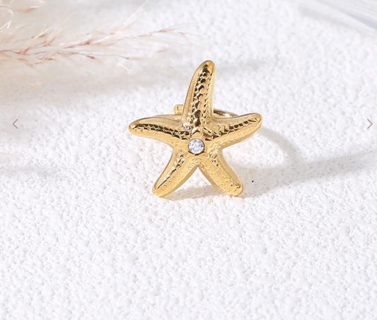 Bague étoile de mer perle blanche