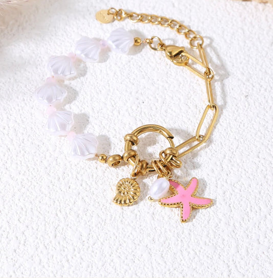 Bracelet étoile de mer rose