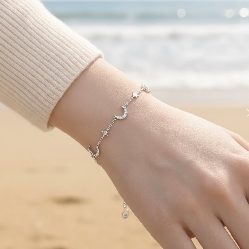 Bracelet lune argenté