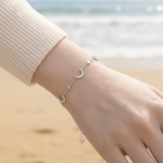 Bracelet lune argenté