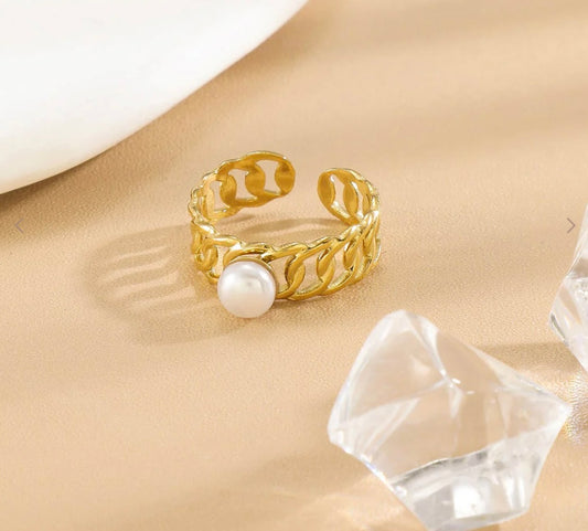 Bague perle blanche