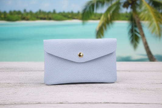 Porte monnaie en cuir bleu
