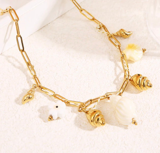 Collier coquillage blanc