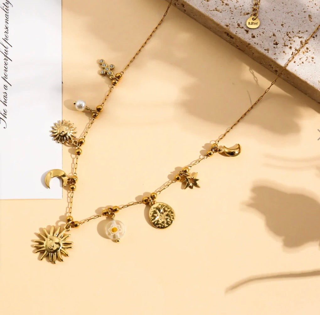 Collier soleil lune