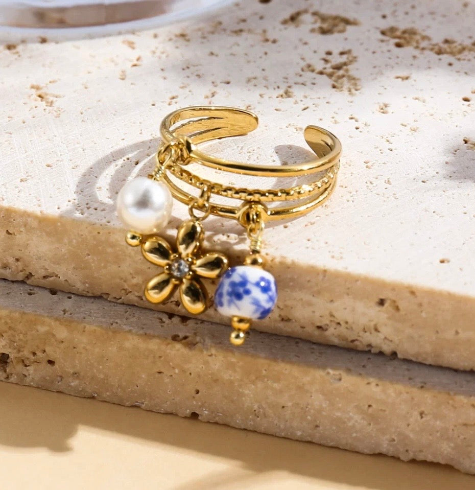 Bague breloque bleu