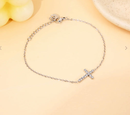 Bracelet croix argenté