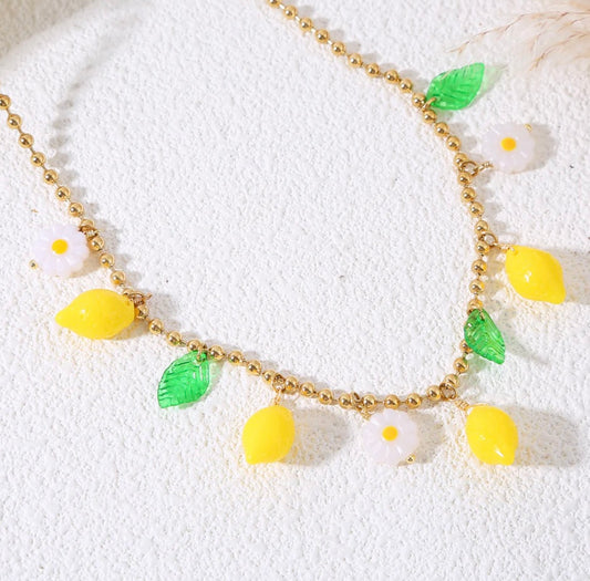 Collier citron et marguerite