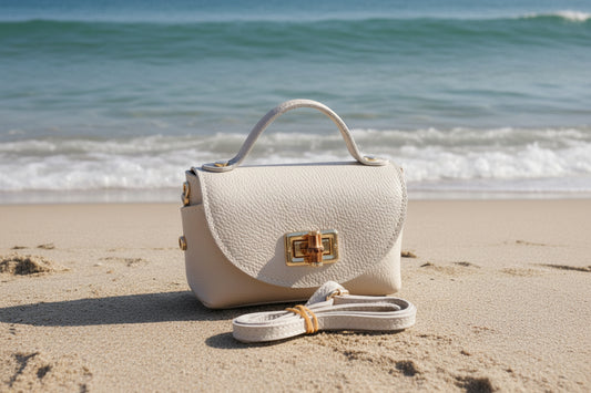Sac à main en cuire couleur crème