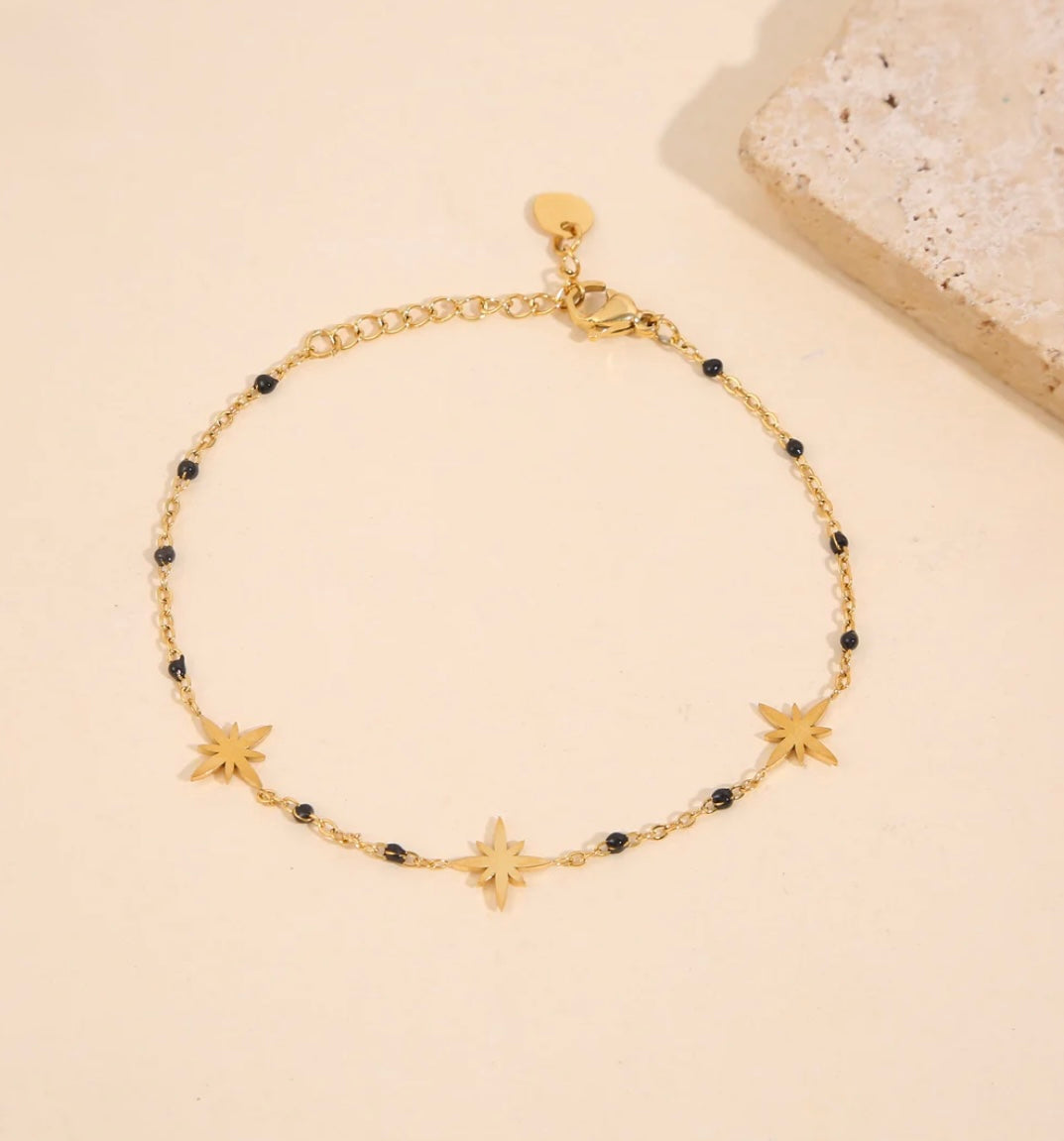 Bracelet perle noir étoile