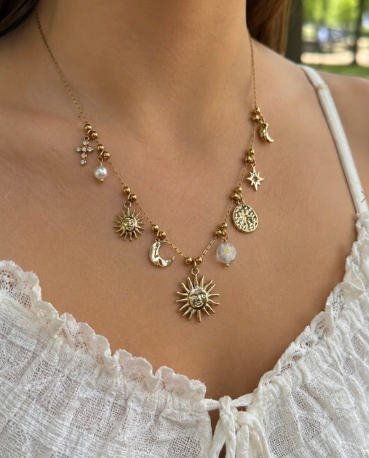 Collier soleil lune
