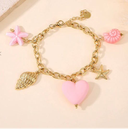 Bracelet cœur rose