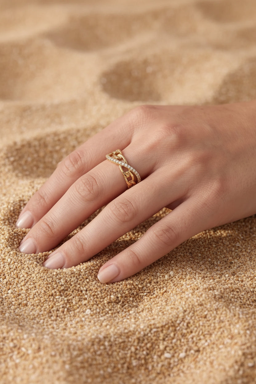 Bague duo céleste doré