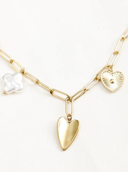 Collier cœur blanc