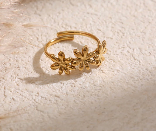 Bague fleur acier inoxydable