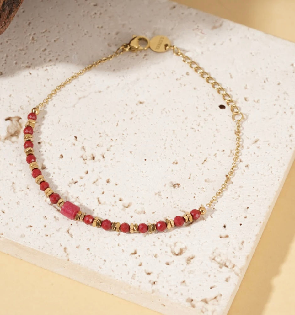 Bracelet perle rouge