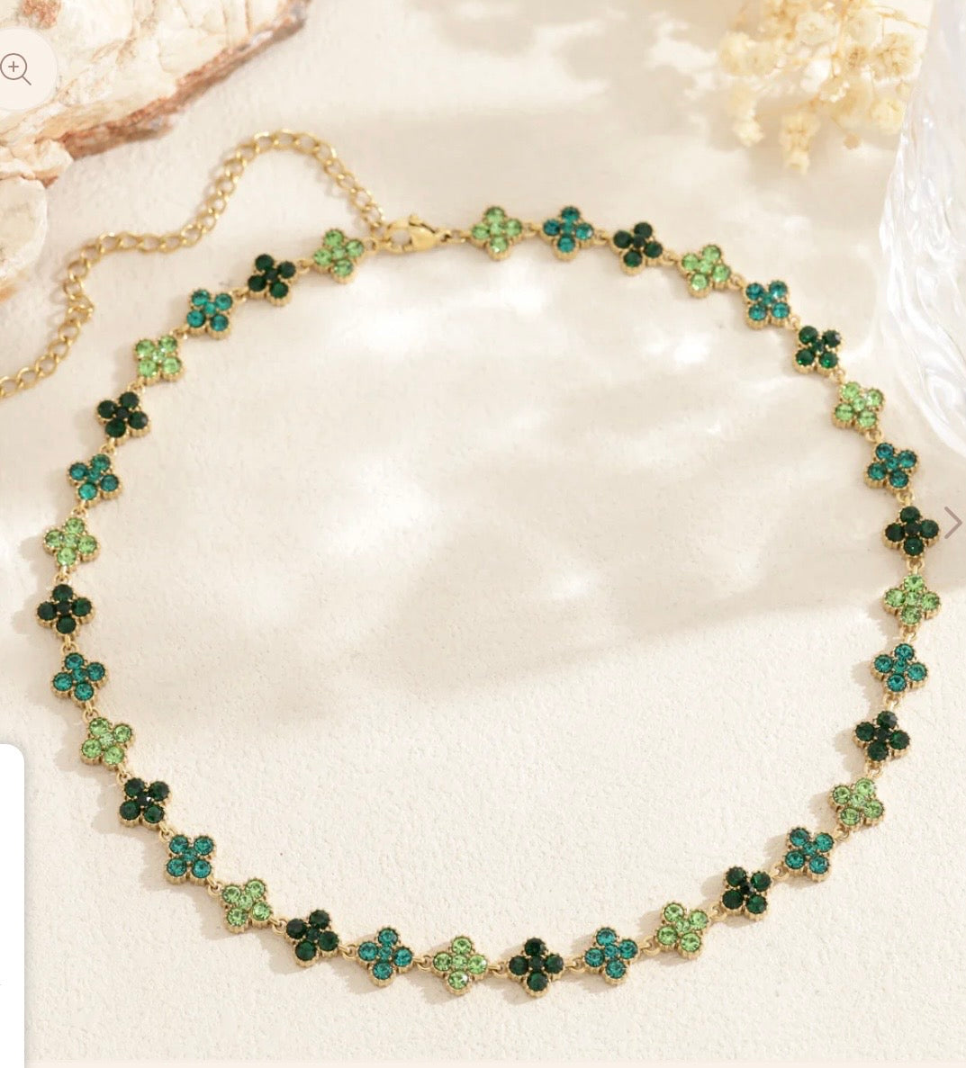 Collier vert strass
