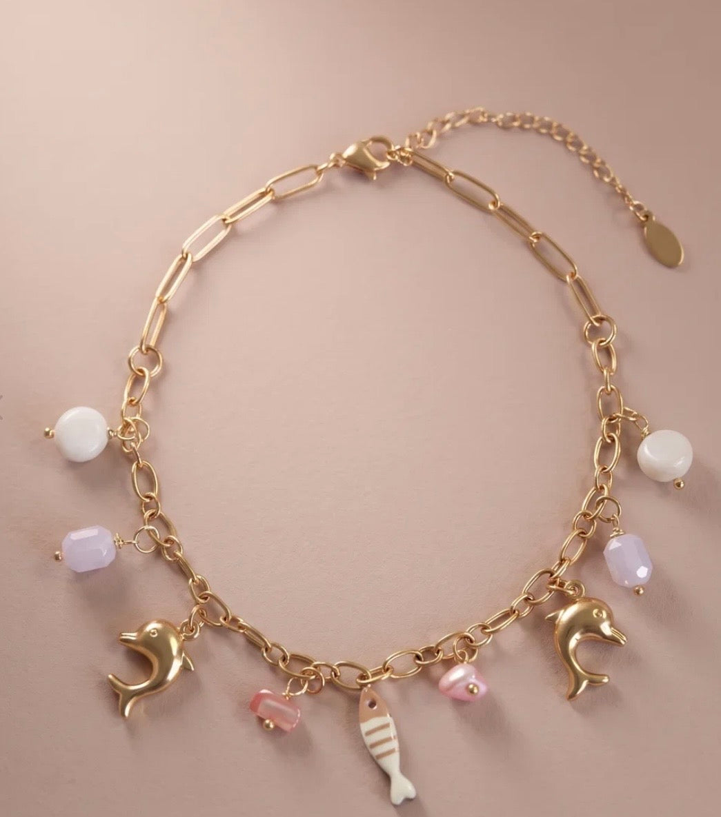 Chaîne de cheville rose