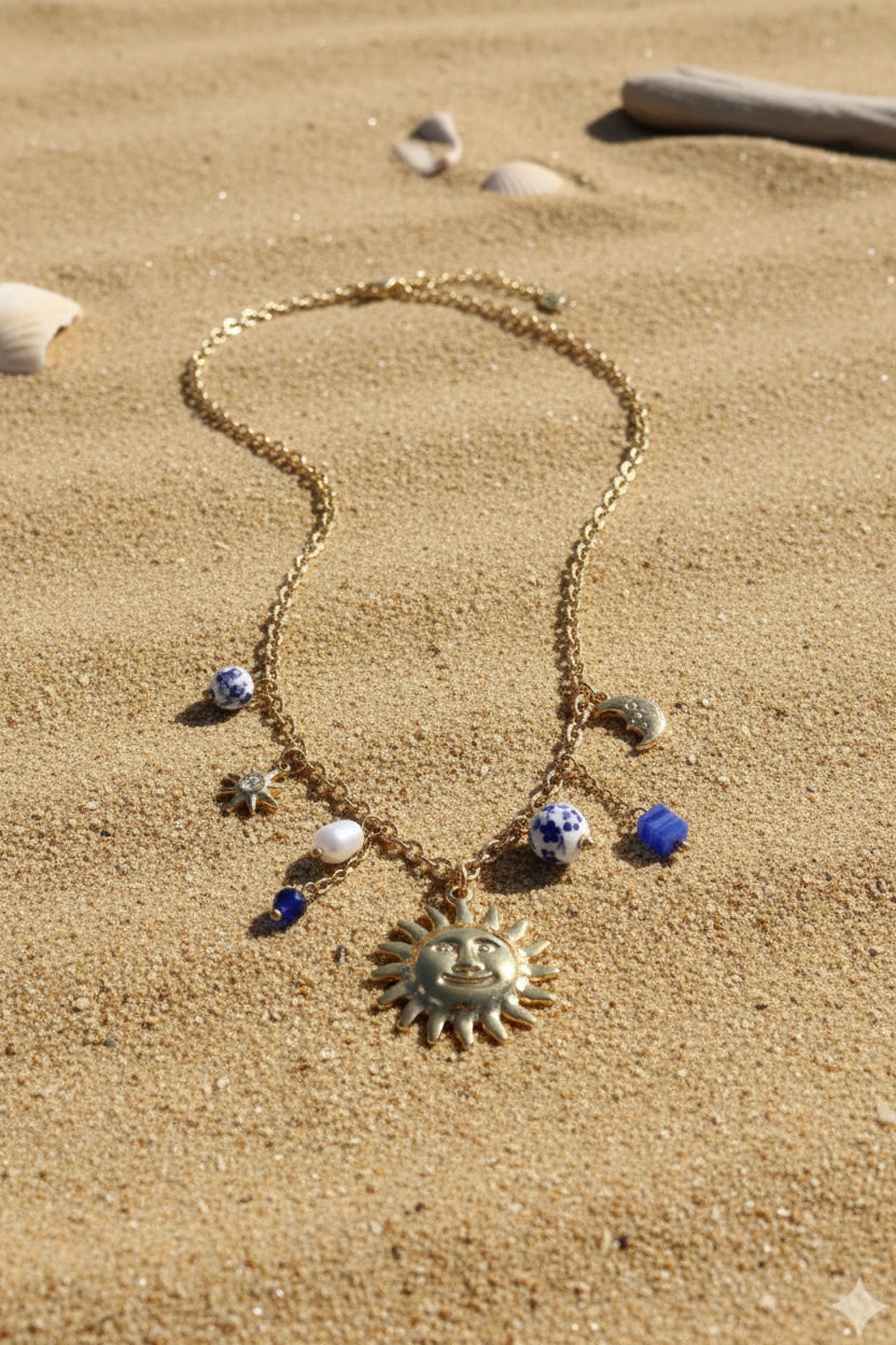 Collier soleil bleu