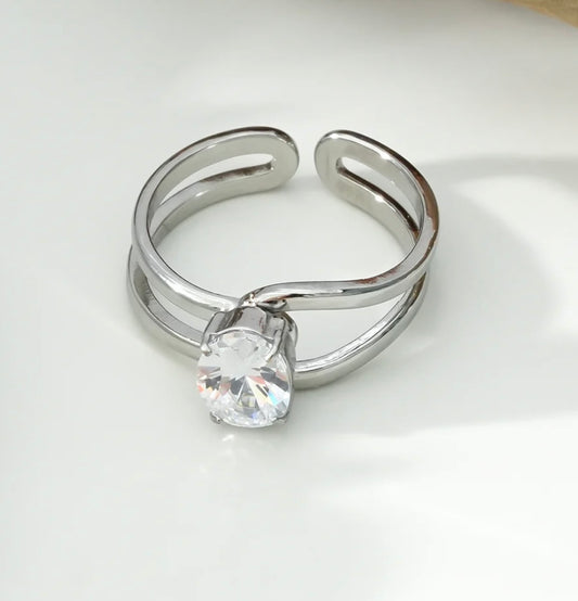 Bague argenté en acier inoxydable