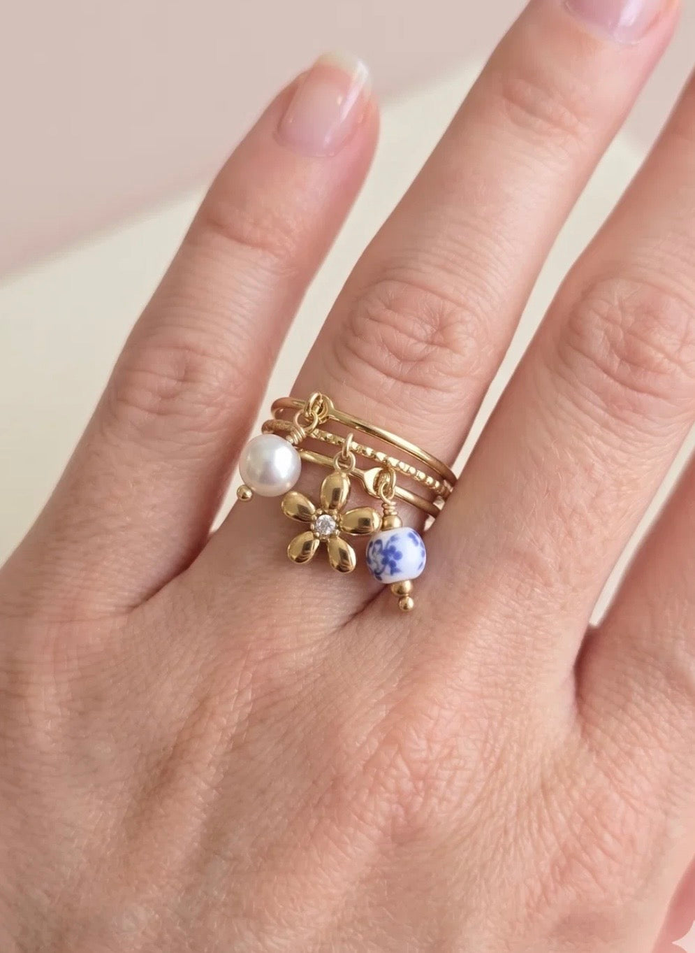 Bague breloque bleu