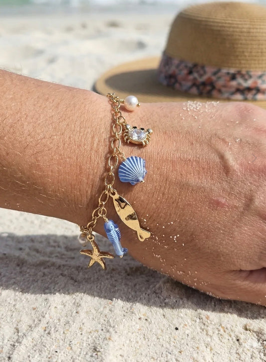 Bracelet coquillage bleu