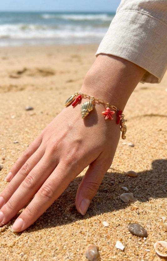 Bracelet coquillage rose