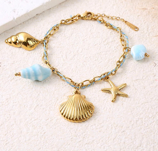 Bracelet coquillage bleu